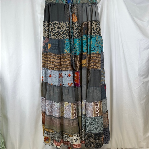 Karma Highway Bohemian Patchwork Maxi Skirt - Multicolor Sz S - Picture 1 of 6